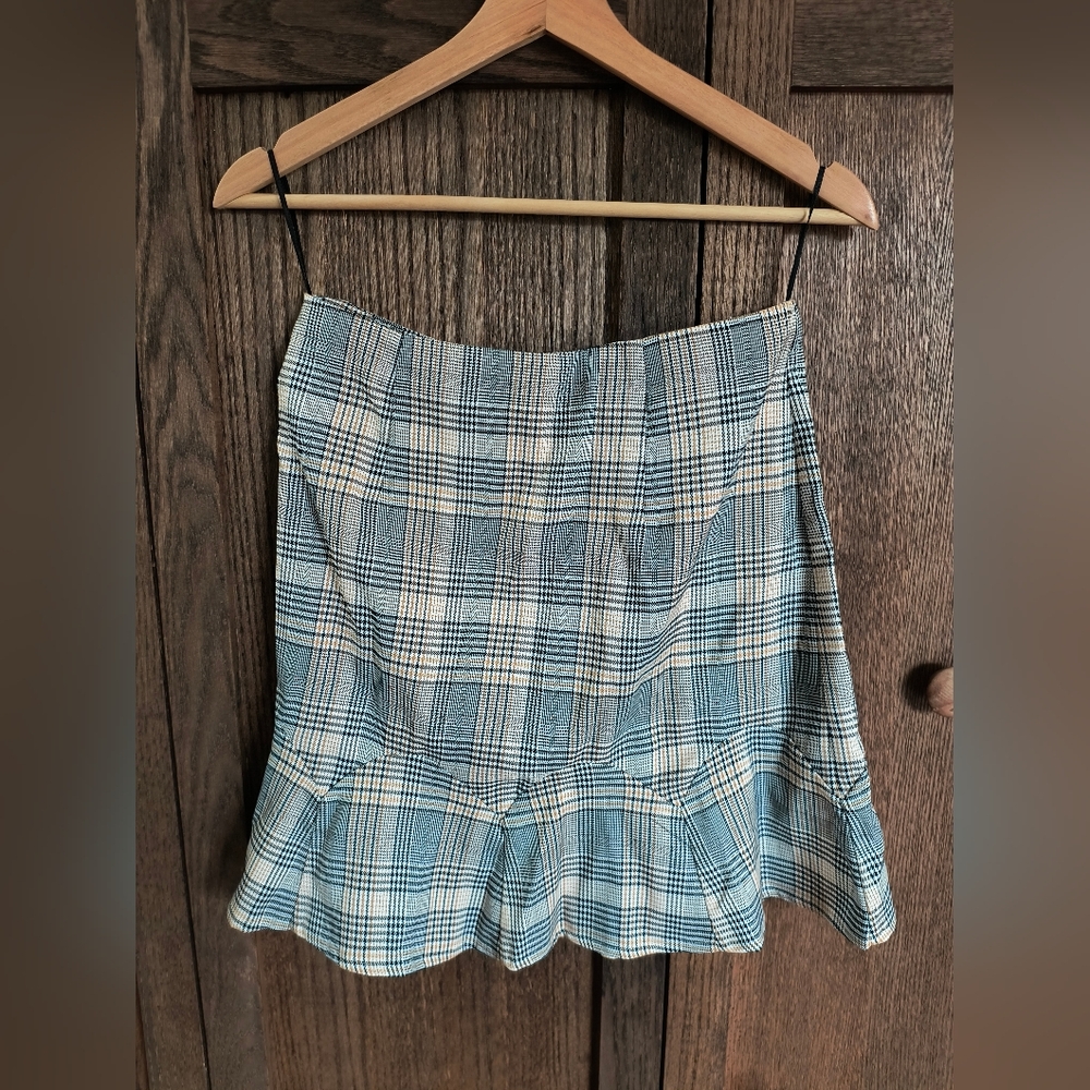Plaid Mini Skirt With Ruffle